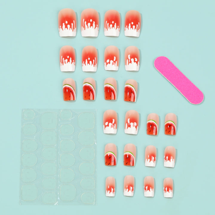 Artificial nails in stylish watermelon design Stornfield