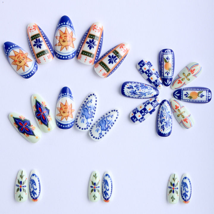 Artificial nails with handmade floral design Stornfield