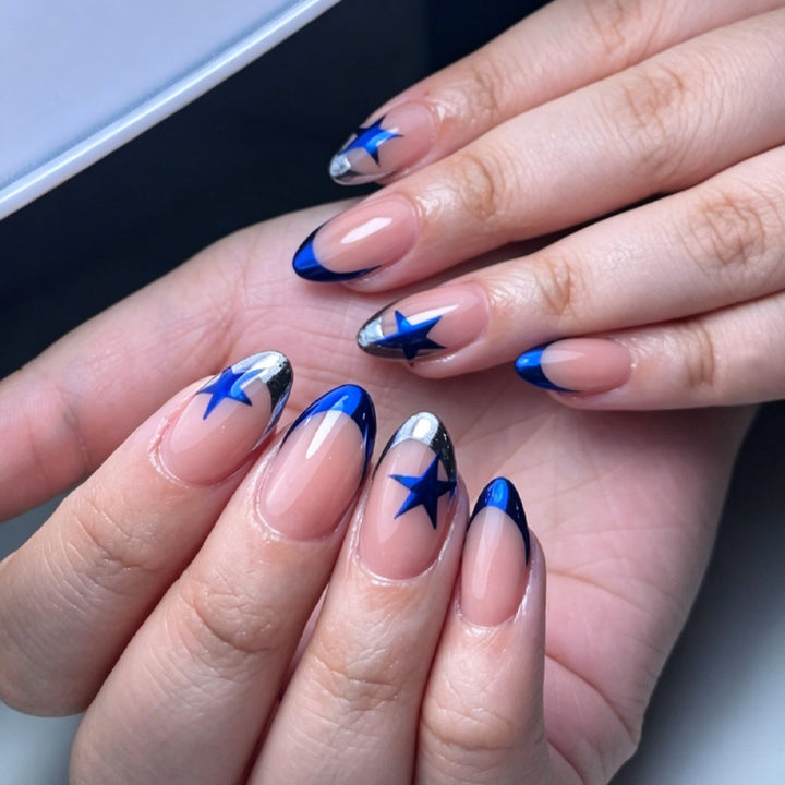 Artificial nail set with fashionable star and glitter effects Stornfield