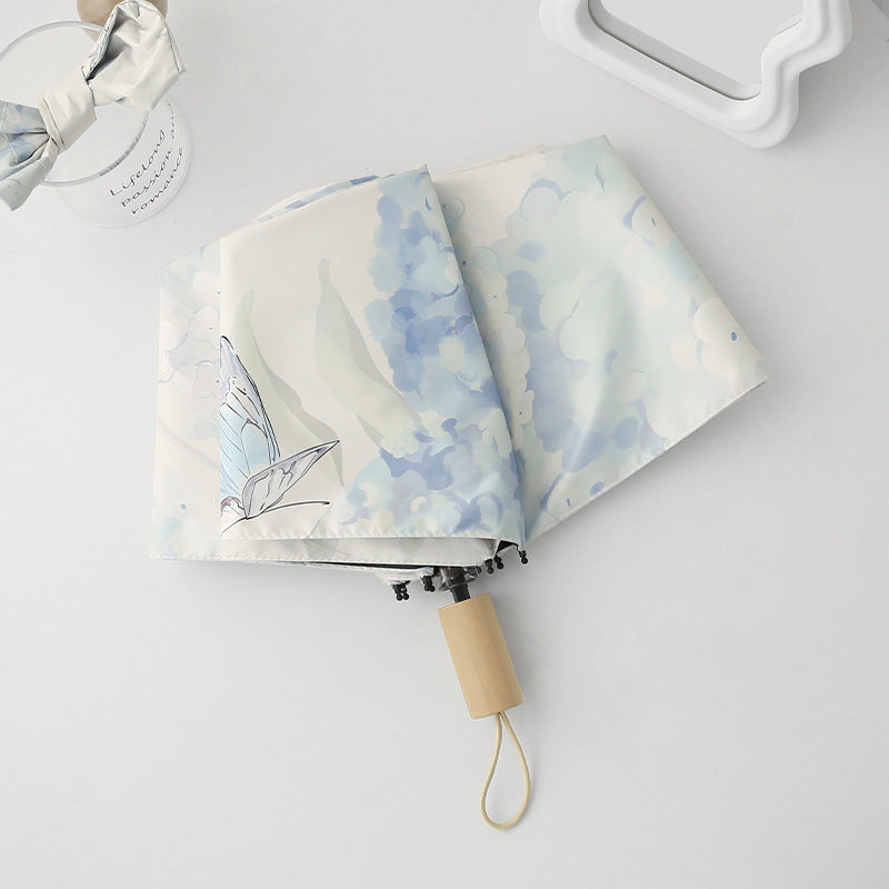Women's Automatic Folding Umbrella with Artistic Butterfly Design Stornfield