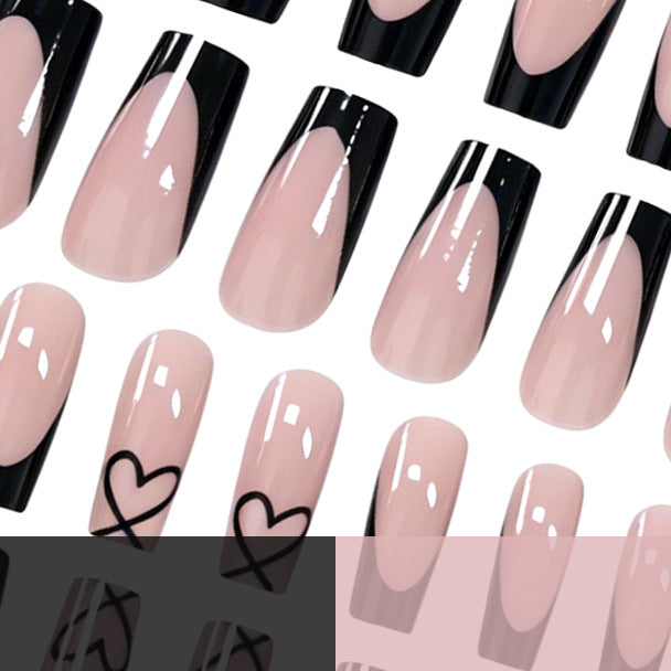 Elegant Heart-Patterned Acrylic Nail Design Stornfield