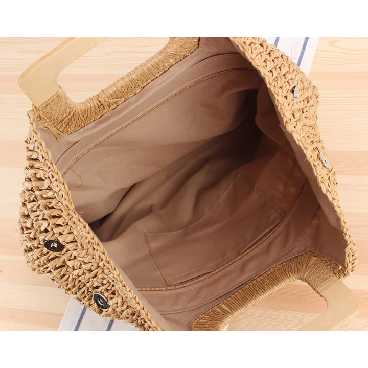 Macrame Tote Bag with Elegant Wooden Handle Stornfield