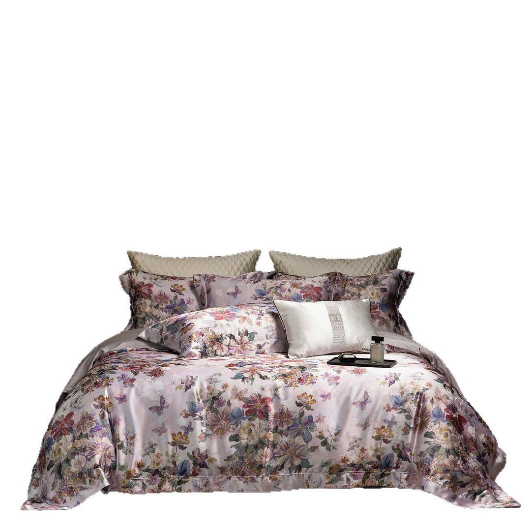Luxurious Floral Satin Duvet Cover Bedding Set with Reversible Pillowcases