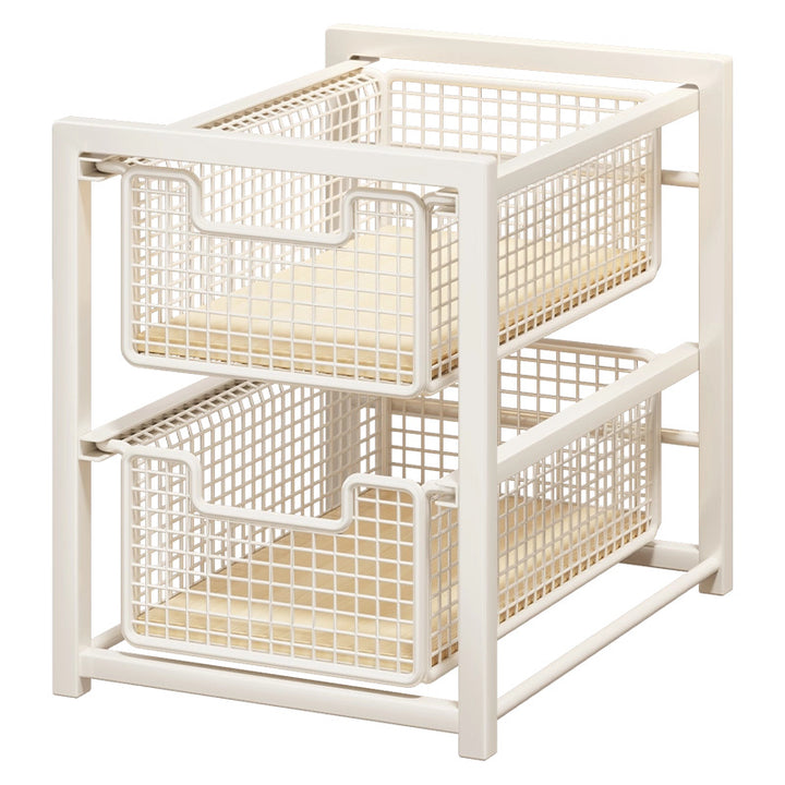 Under-Cabinet Sliding Three-Tier Mesh Basket Organizer with Removable Bins