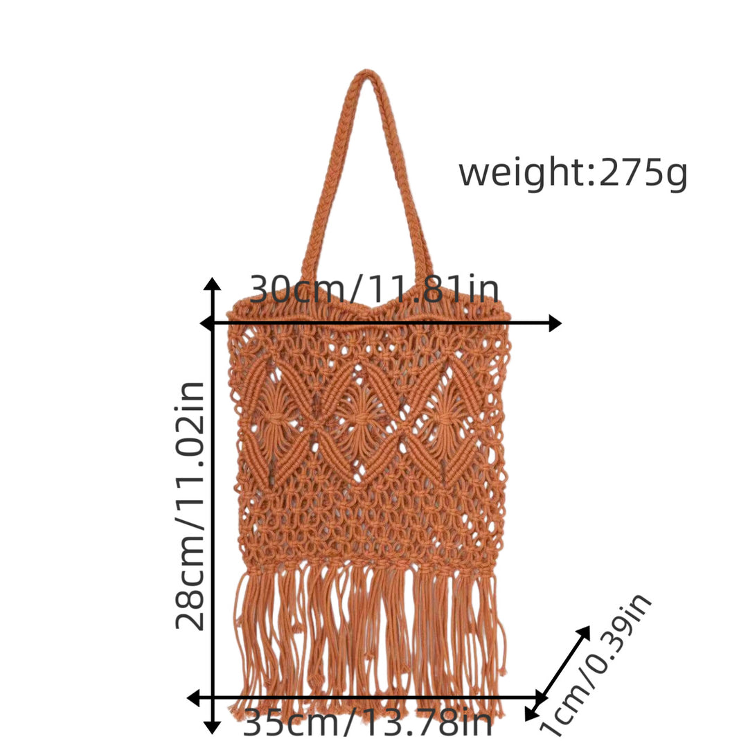 Macrame shoulder bag with fringed design Stornfield