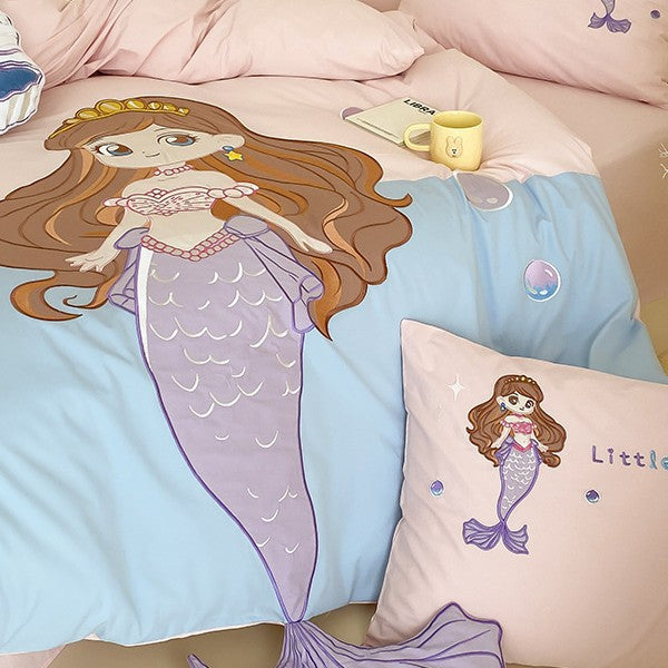 Children's Cartoon Bear Cotton Duvet Cover Bedding Set with Plush Pillow Shams