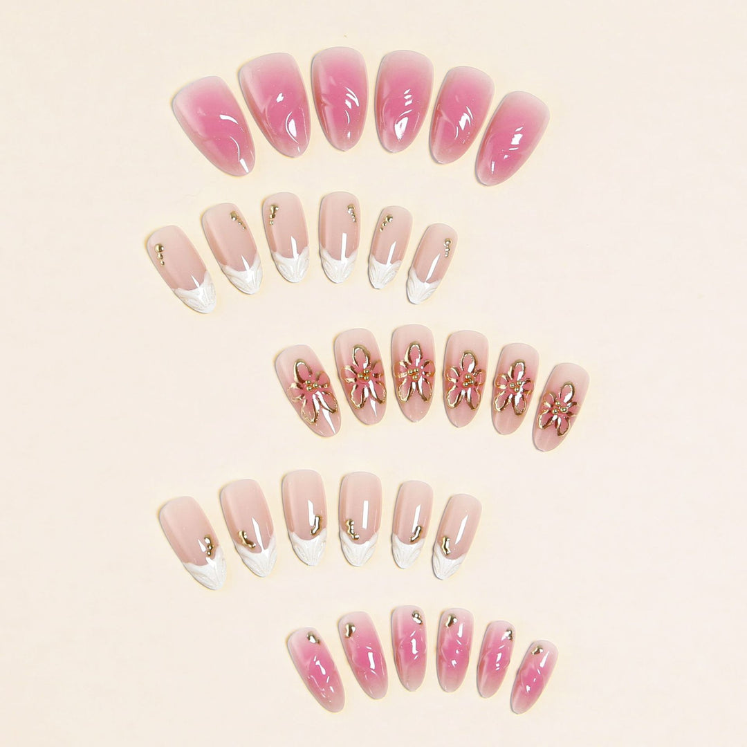 Artificial nails with floral design and glamorous accents Stornfield