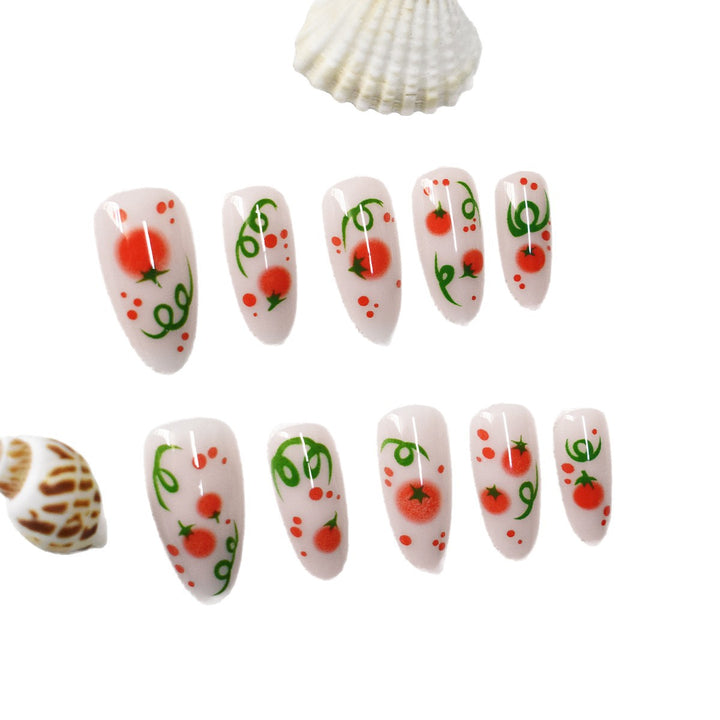 Themed Press-On Nail Art with Tomato Design Stornfield