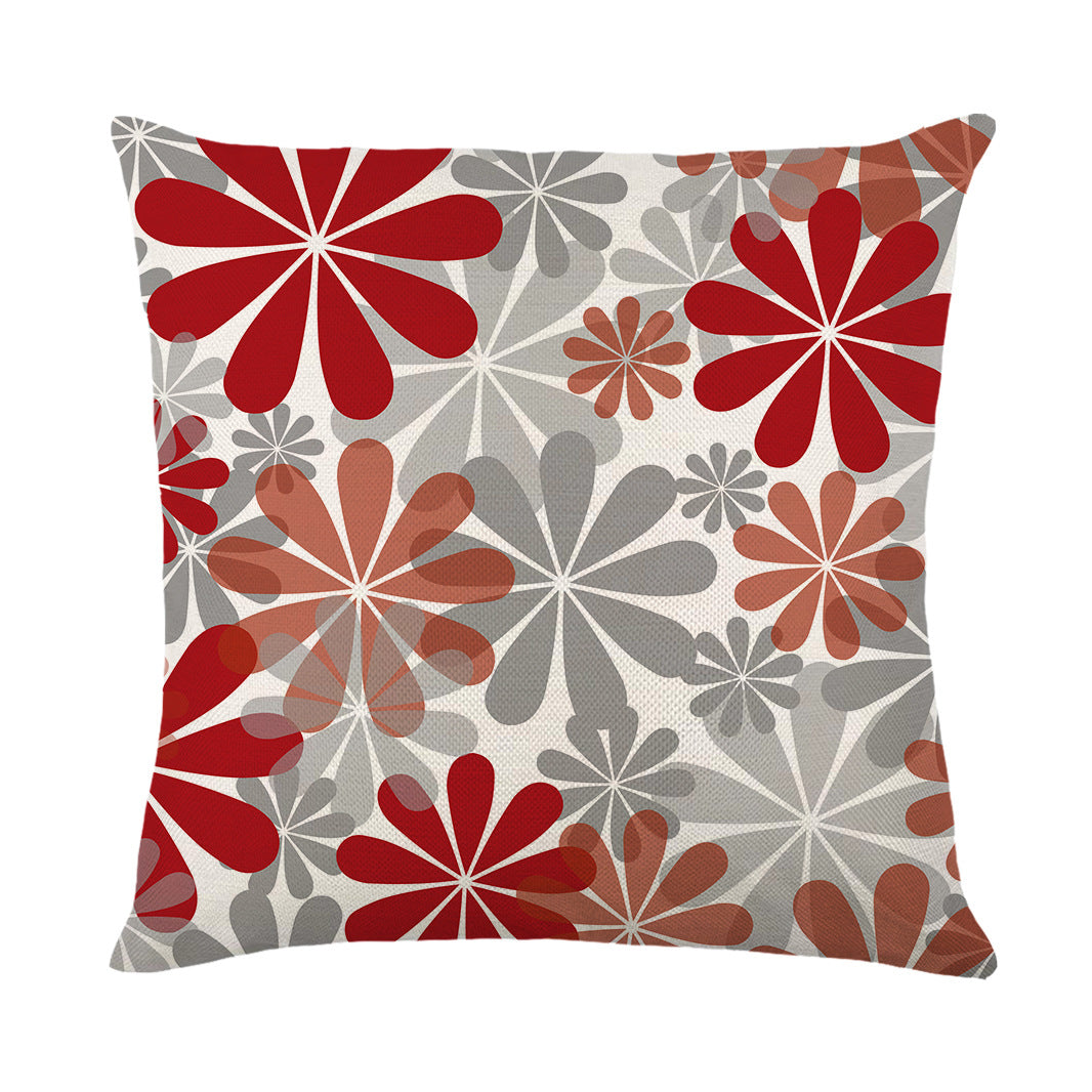 Artistic Daisy Print Linen Throw Pillow
