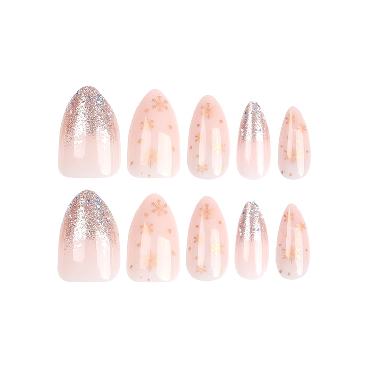 Elegant artificial nails with glitter and snowflake decor Stornfield