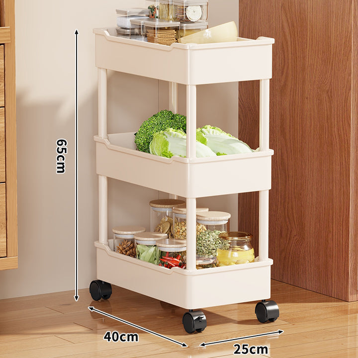 Narrow Four-Tier Rolling Kitchen Storage Cart Organizer with Deep Removable Trays