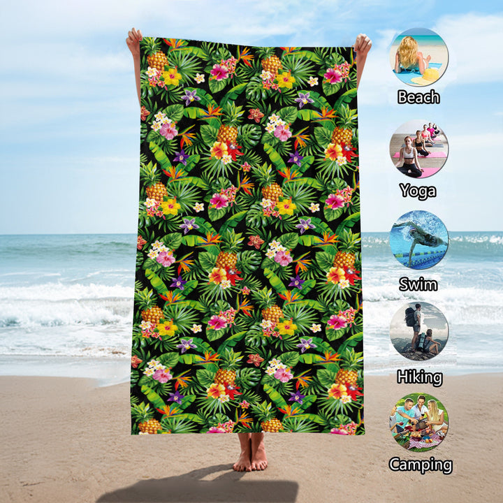 Beach towel with exotic pineapple and palm pattern Stornfield