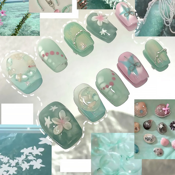 Mermaid-Inspired Decorative Press-On Nail Set Stornfield