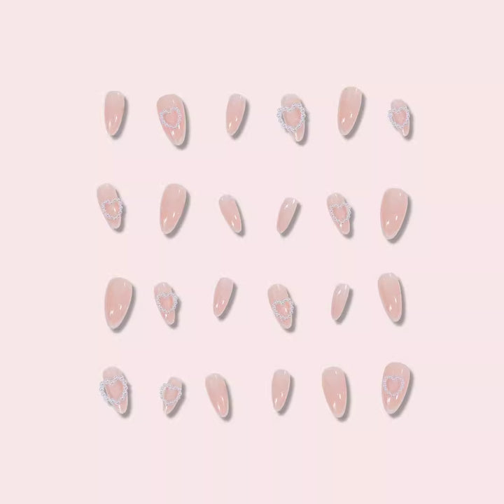 Heart-Design Press-On Nails with Pearl Accents Stornfield