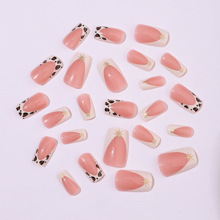 Creative nail art set with elegant leopard and glitter accents Stornfield