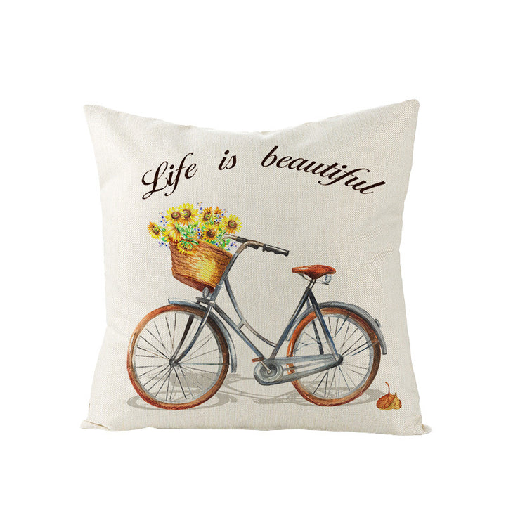 Autumn Linen-Blend Square Throw Pillow Cover with Hidden Zipper and 'Hello Autumn' Script