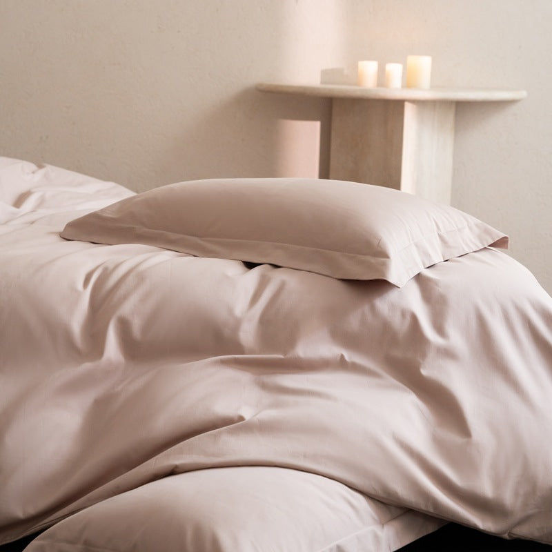 Premium cotton satin bed linen set with soft hotel closure
