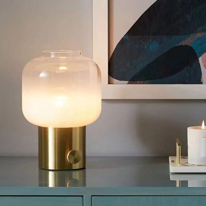 Modern Glass Table Lamp with Brass Base