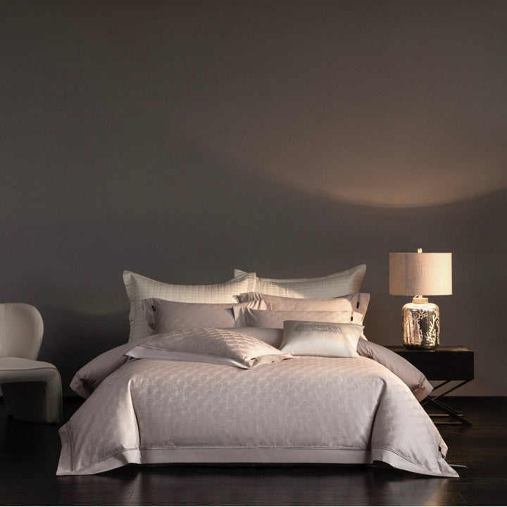 Luxury Jacquard Duvet Cover Set with Quilted Shams & Decorative Cushions