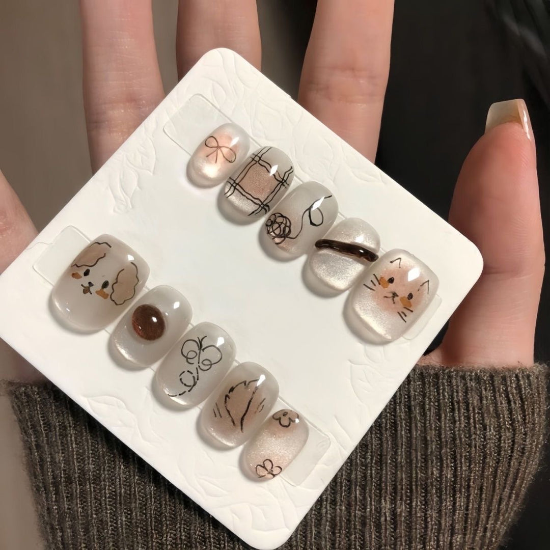 Artistic Animal-Themed Press-On Nails Stornfield