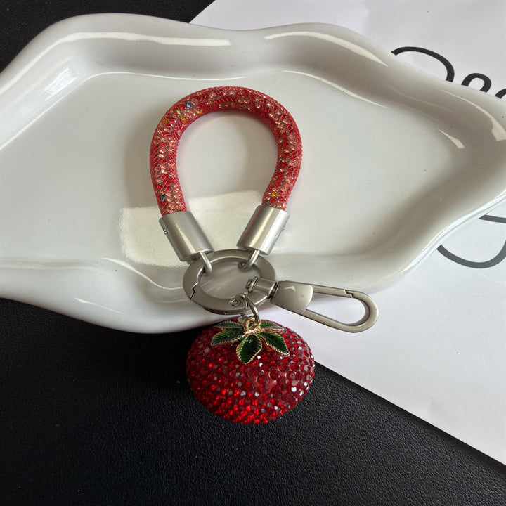 Glittering Strawberry Charm Keychain Stornfield