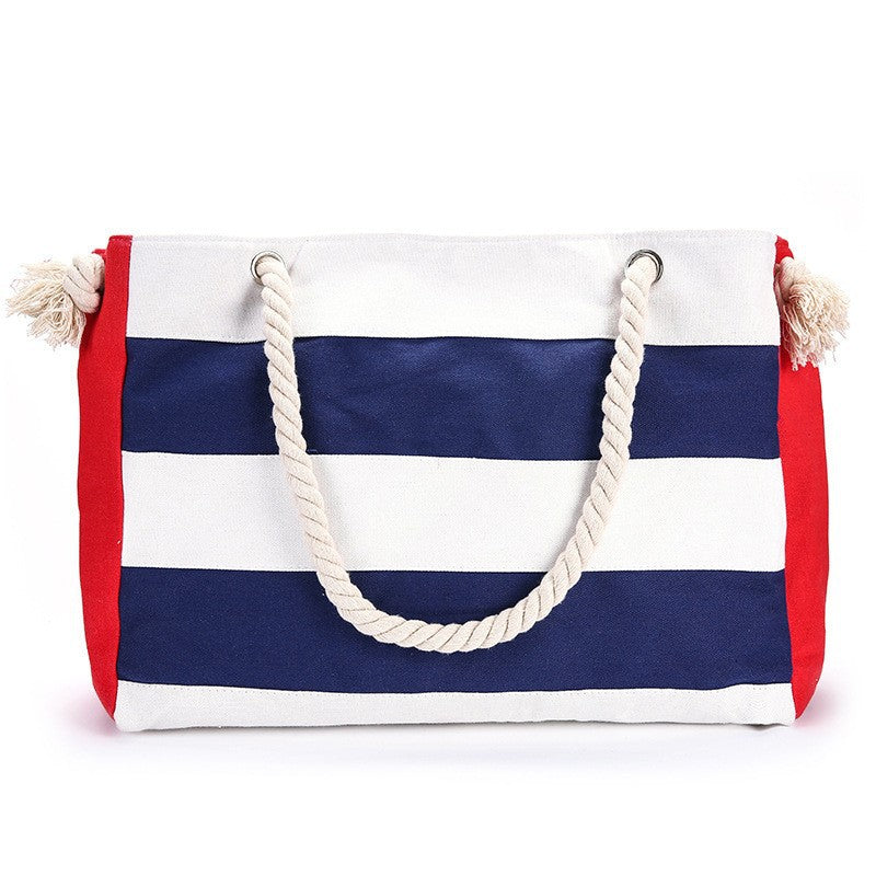 Shopping bag with maritime stripes and robust rope handles Stornfield