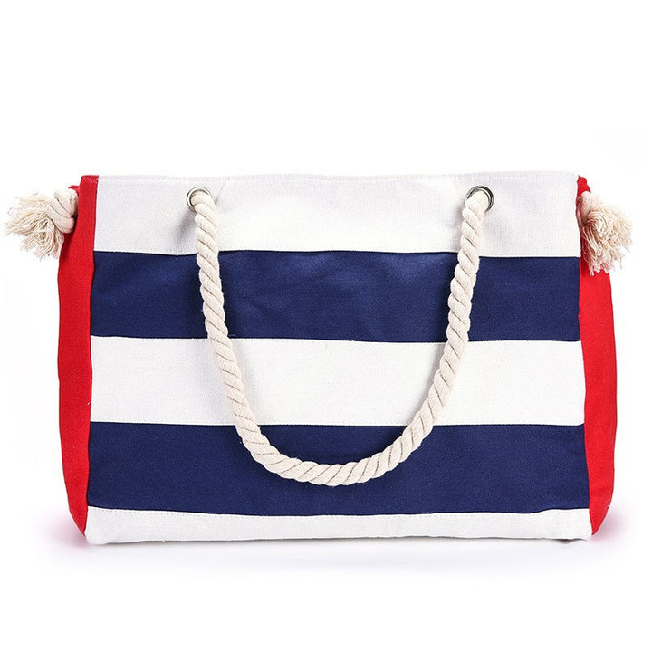 Shopping bag with maritime stripes and robust rope handles Stornfield