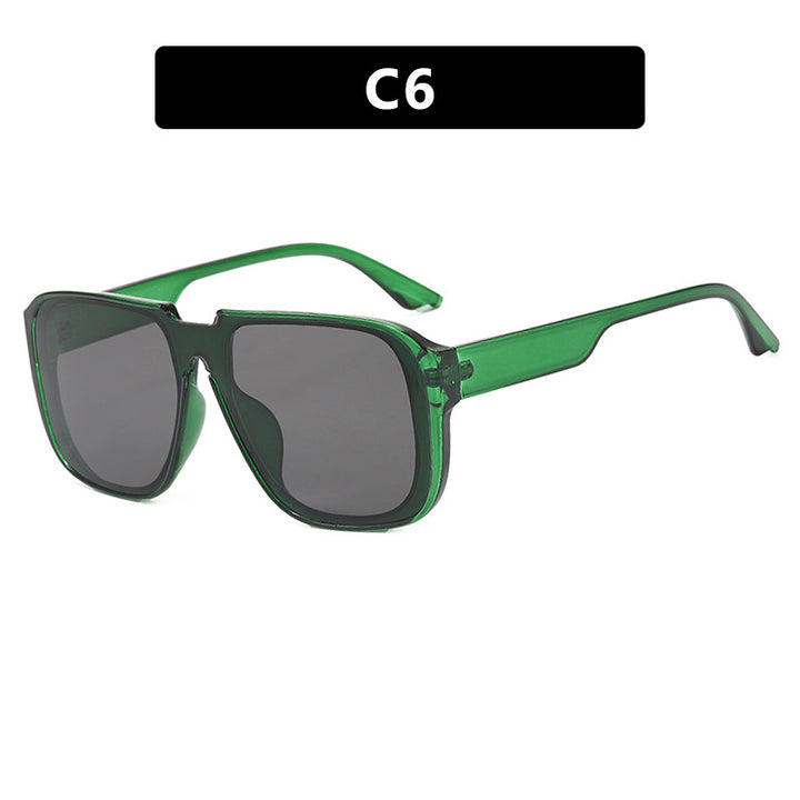 Ladies trendy square sunglasses with transparent green frame and protective UV filter Stornfield