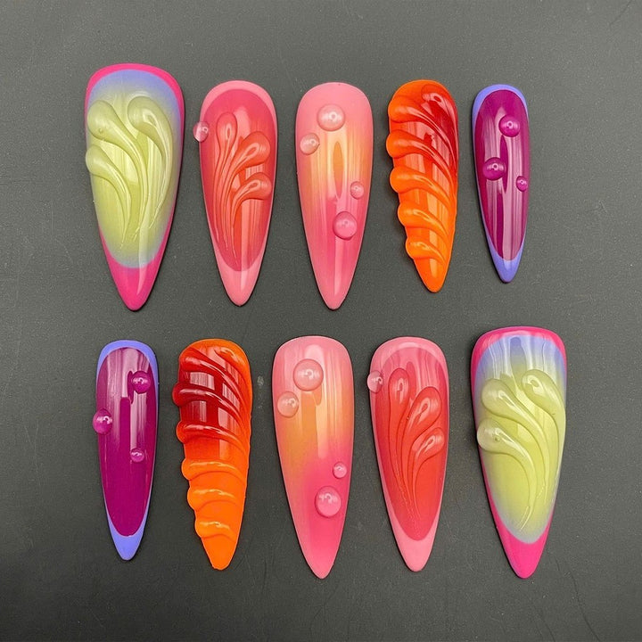 Elegant Artificial Nails with Botanical Designs Stornfield