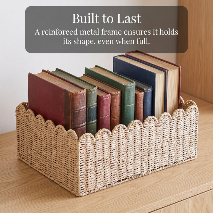 Handcrafted storage basket with curved edge Stornfield