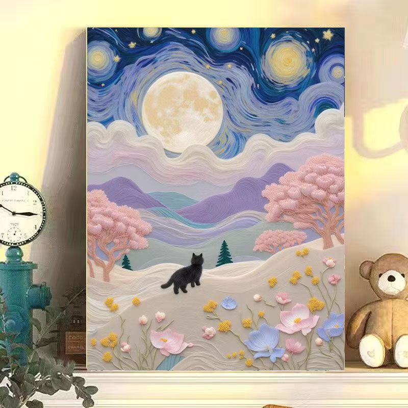 Whimsical Cat Landscape Canvas Art Stornfield