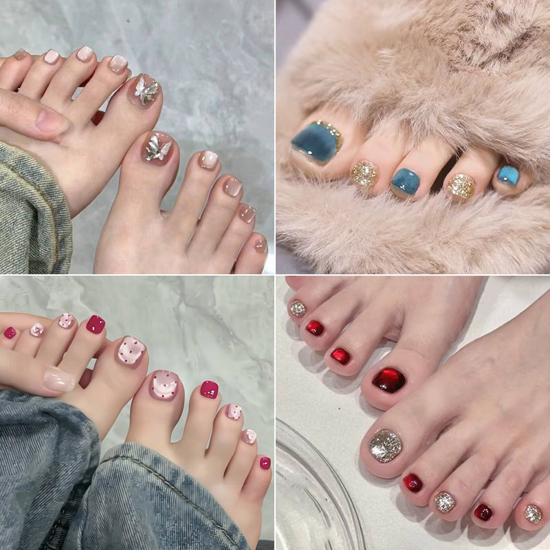 Heart-Embellished Press-On Toe Nails Stornfield