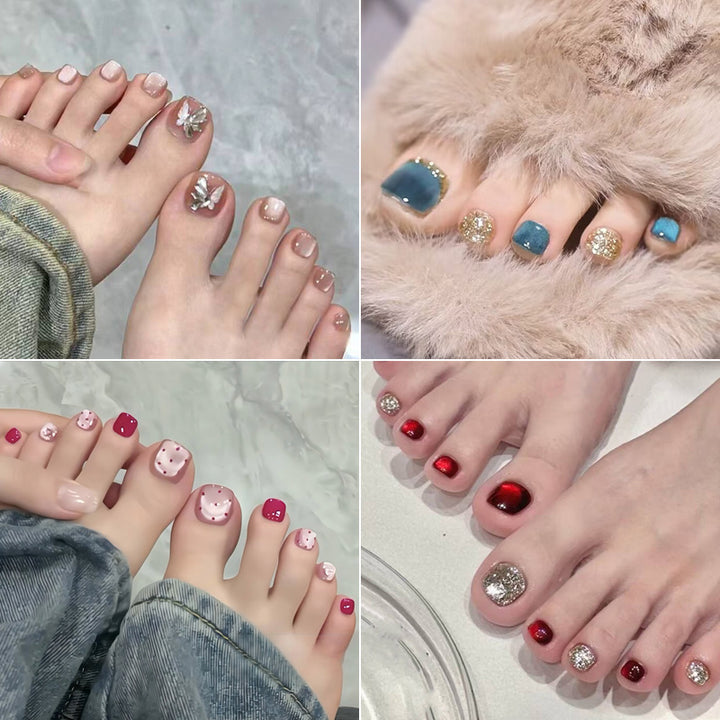 Heart-Embellished Press-On Toe Nails Stornfield