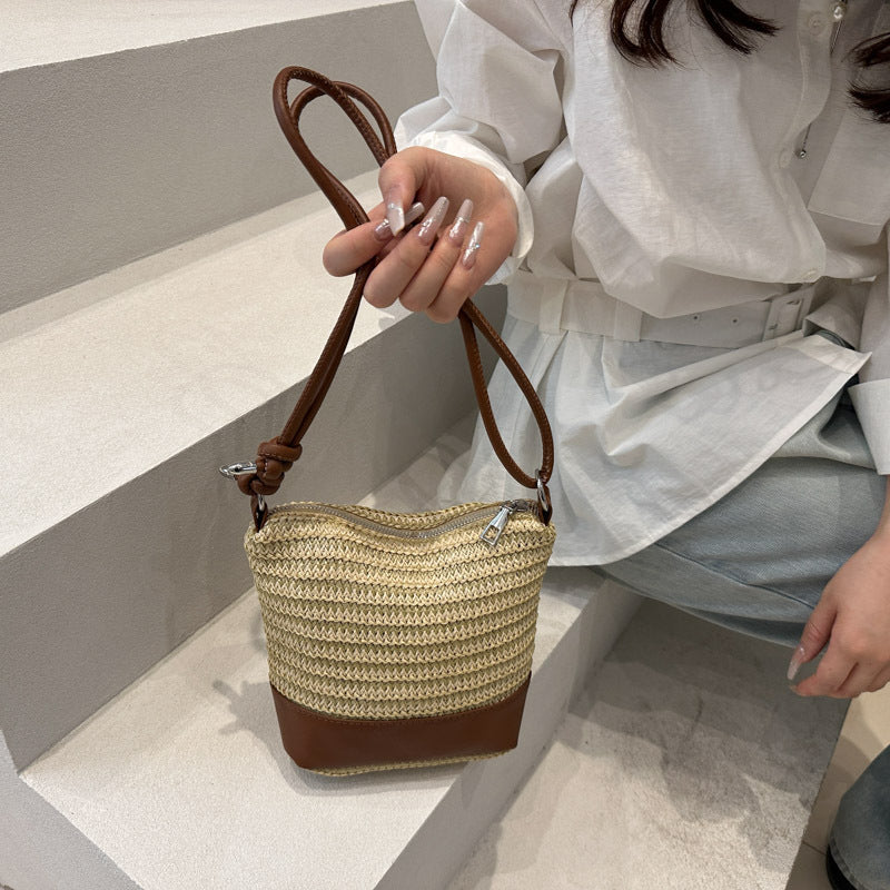 Woven Straw and Leather Crossbody Bag Stornfield
