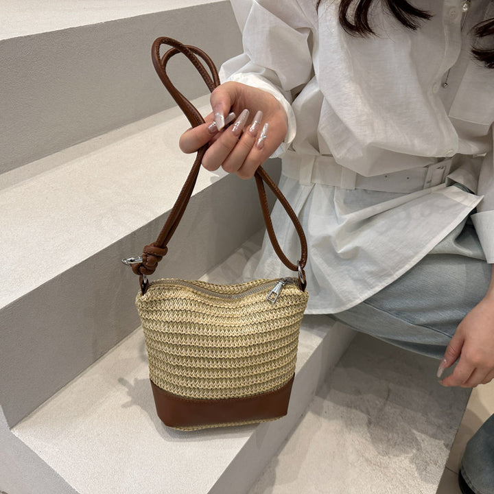 Woven Straw and Leather Crossbody Bag Stornfield