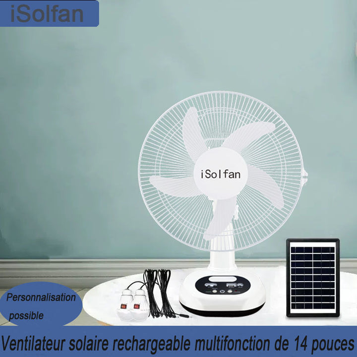 Ladies solar-powered table fan with remote control and variable speed regulation module Stornfield