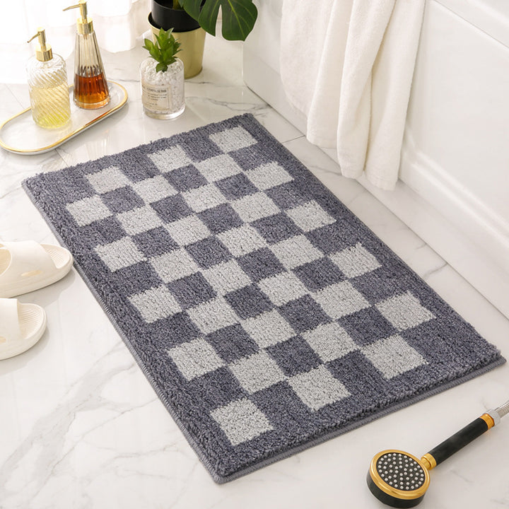 Soft Plush Checkerboard Bath Mat
