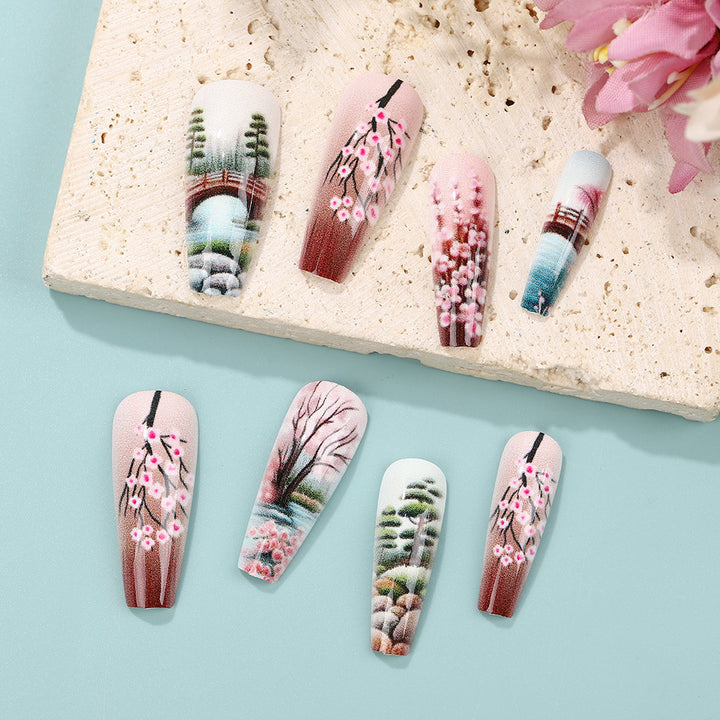 Creative artificial nails in Asian Cherry Blossom Design Stornfield