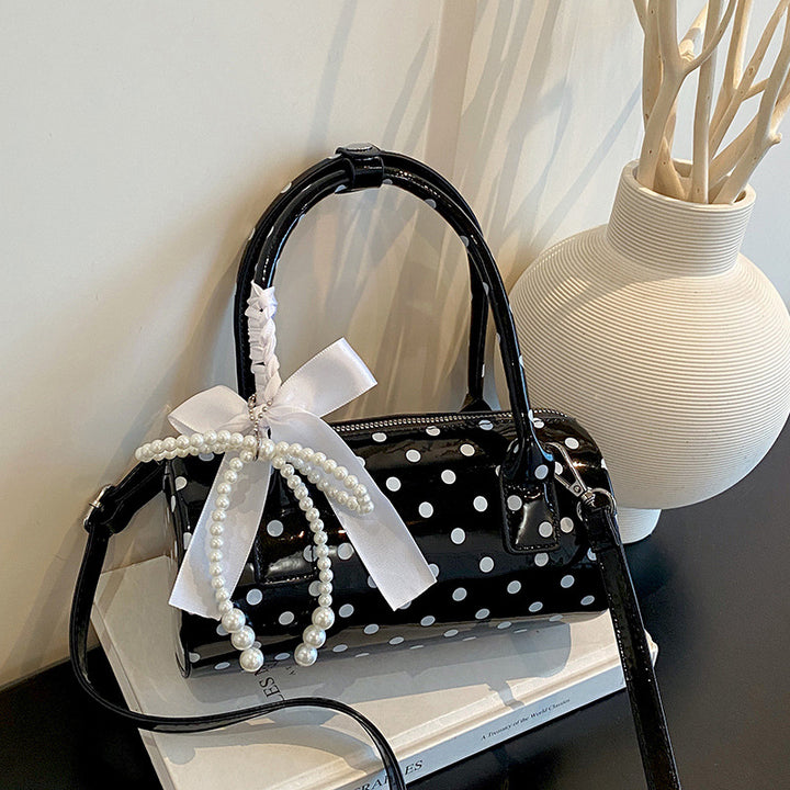 Elegant Pearl-Accent Handheld Purse