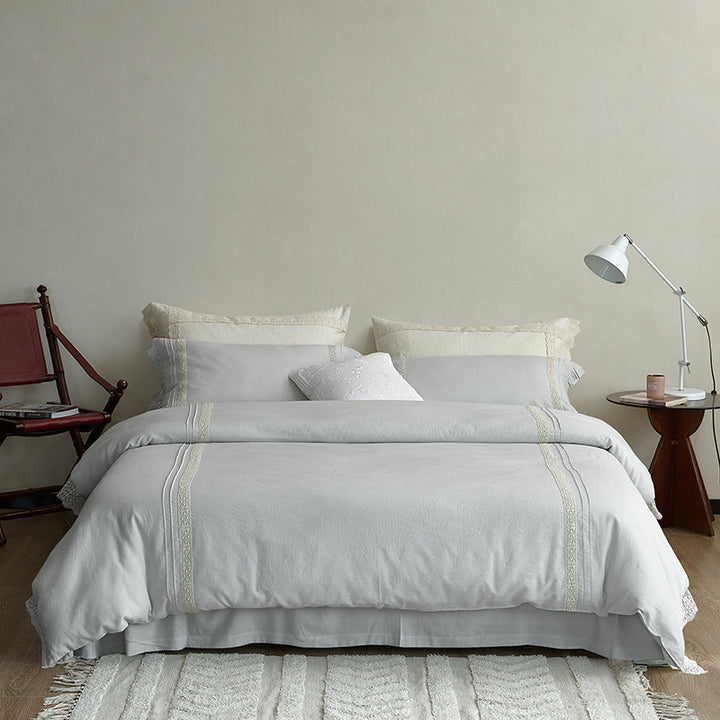Luxury Embroidered Linen Duvet Cover Set