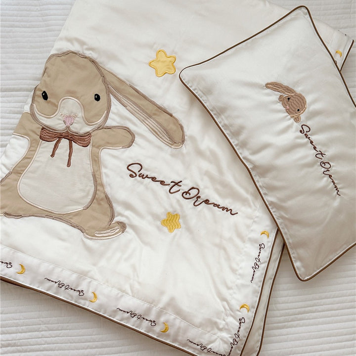 Kids Mermaid Appliqué Embroidered Duvet Cover and Pillowcase Set