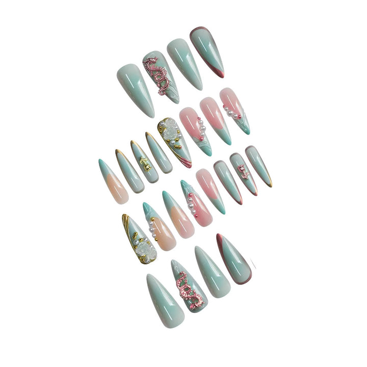 Luxurious Stiletto Nail Enhancements with Floral Accents Stornfield