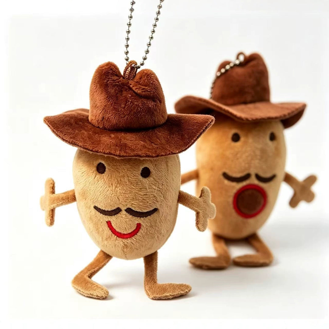 Novelty Cowboy Character Plush Bag Charm Keyring with Metal Ball-Chain and Huggable Body Stornfield