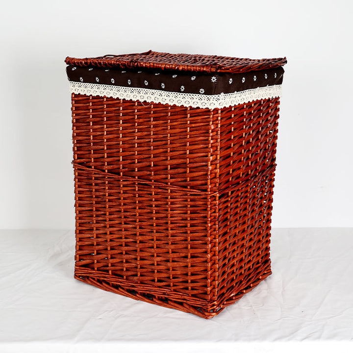 Women's laundry basket with decorative fabric cover and practical lid Stornfield