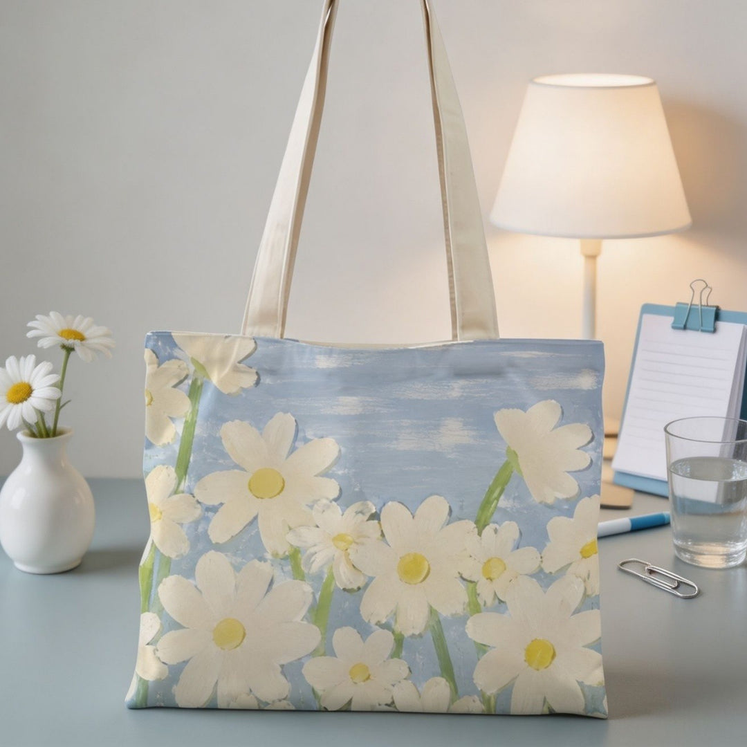 Floral Print Canvas Tote Bag