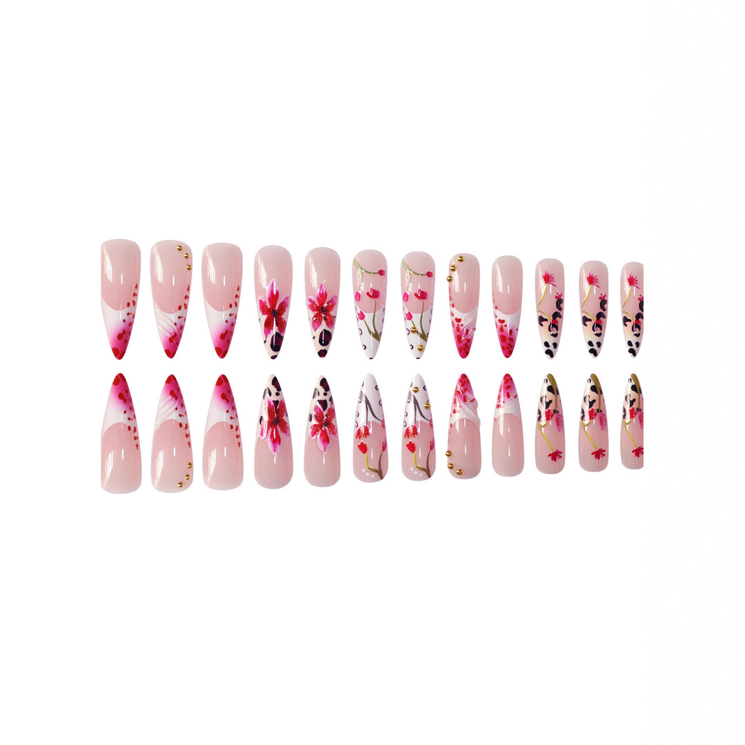 Floral Design Stiletto Press-On Nail Art Stornfield