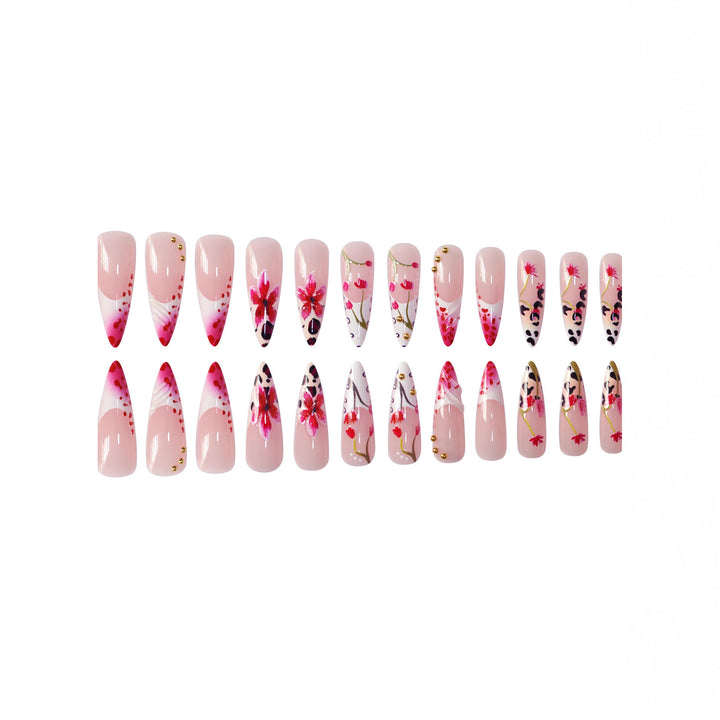Floral Design Stiletto Press-On Nail Art Stornfield