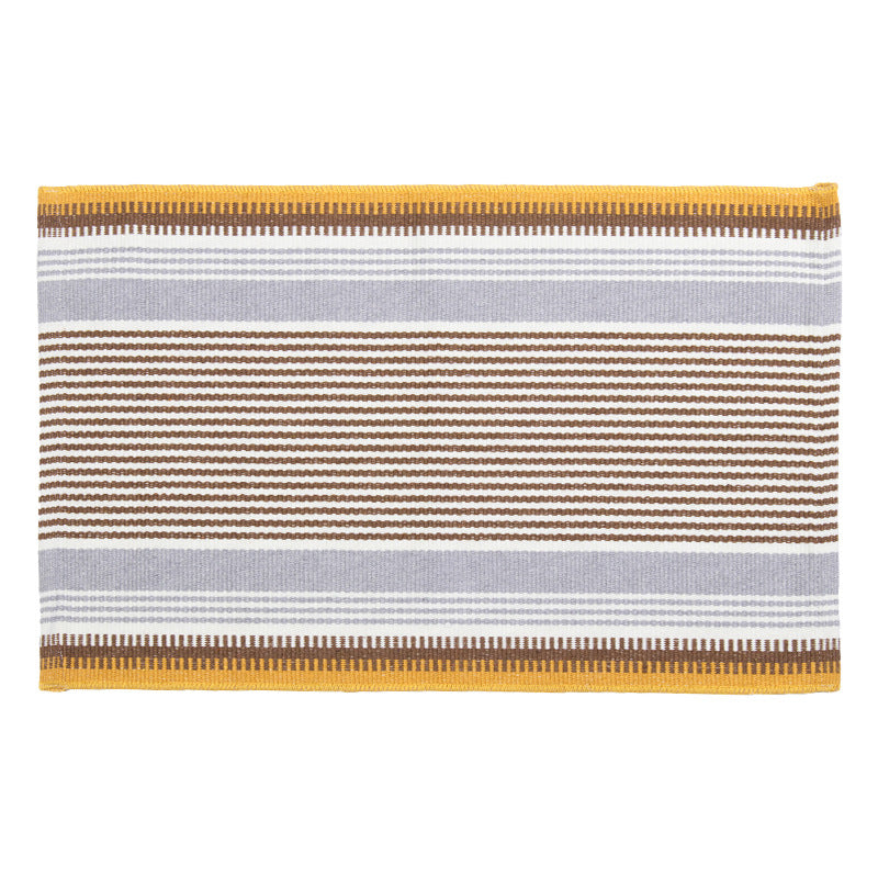 Flat striped carpet runner made of cotton blend with anti-slip coating and easy-care woven structure