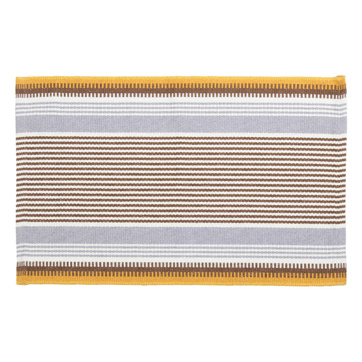Flat striped carpet runner made of cotton blend with anti-slip coating and easy-care woven structure