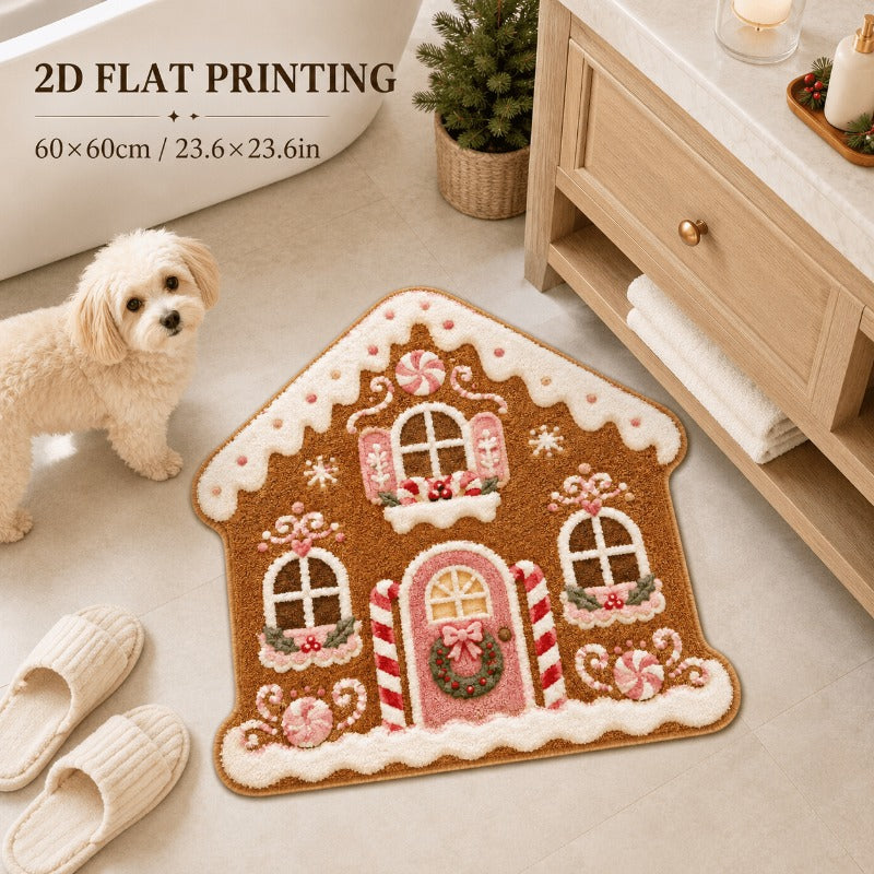 Gingerbread House Themed Bath Mat